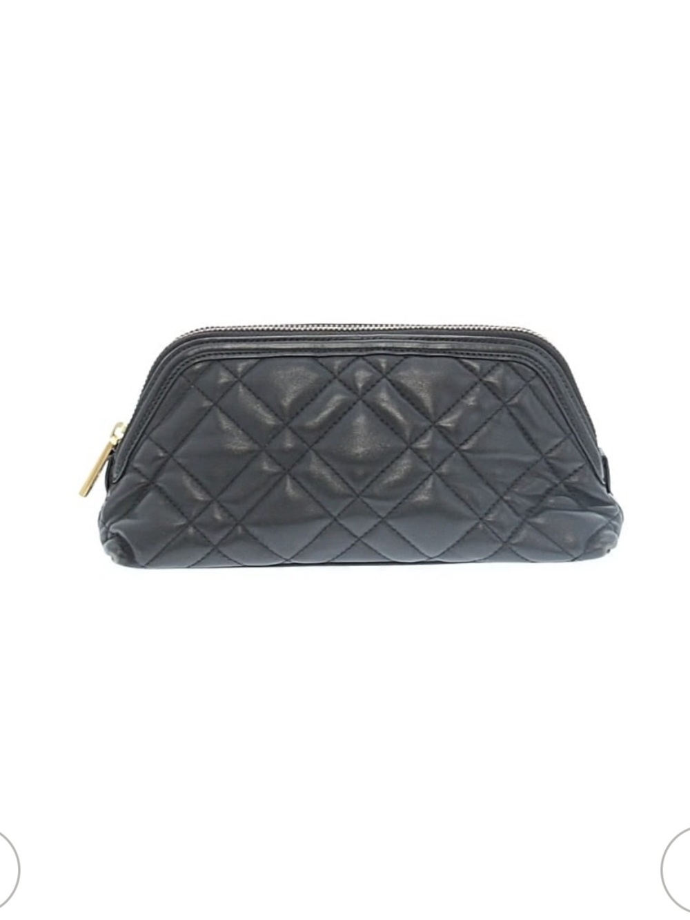 Polo by Ralph Lauren Quilted Black Leather pouch with Gold Tone Hardware